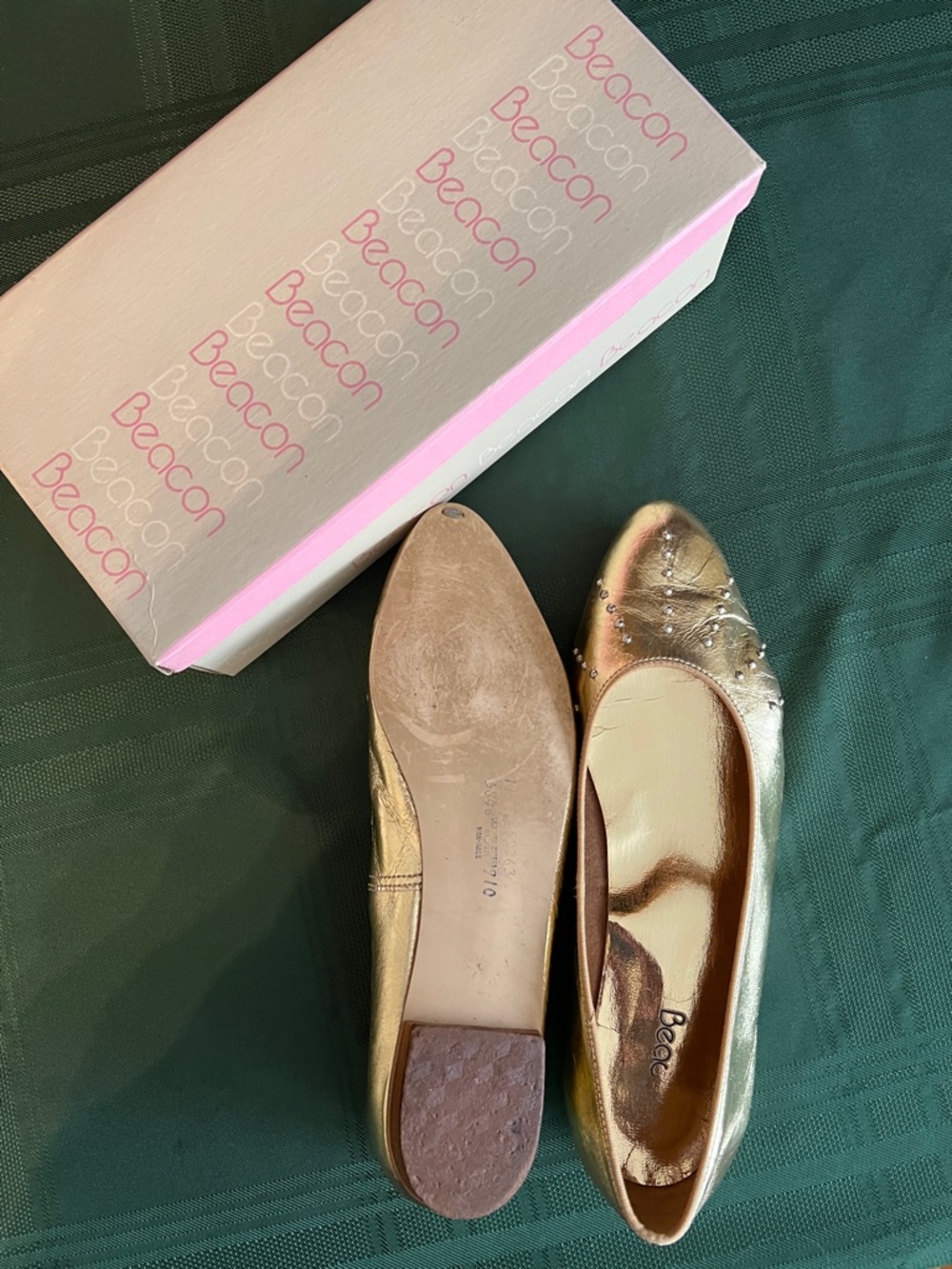Beacon Metallic Gold Ballet Flats with Subtle Embellishment